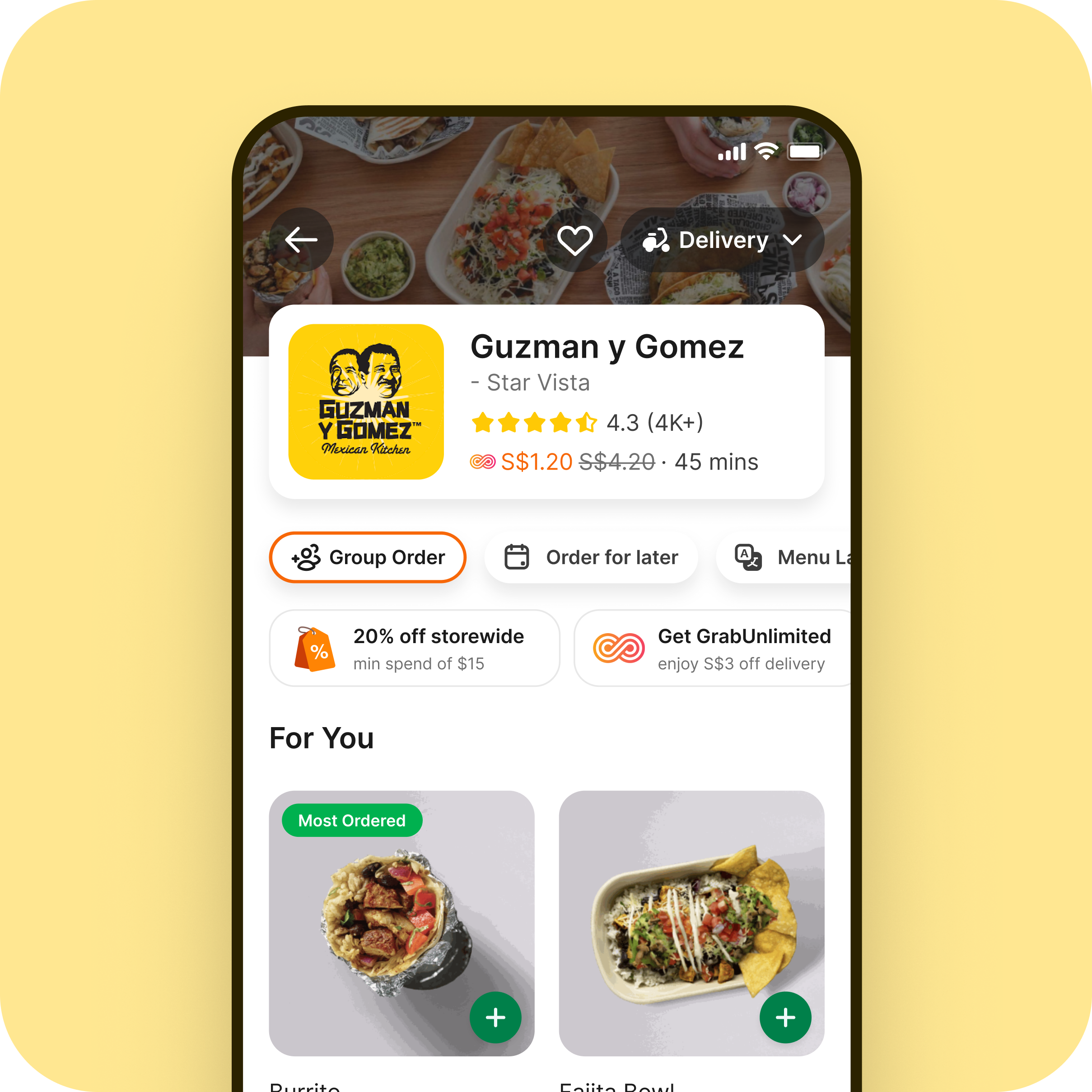 GrabFood Menu